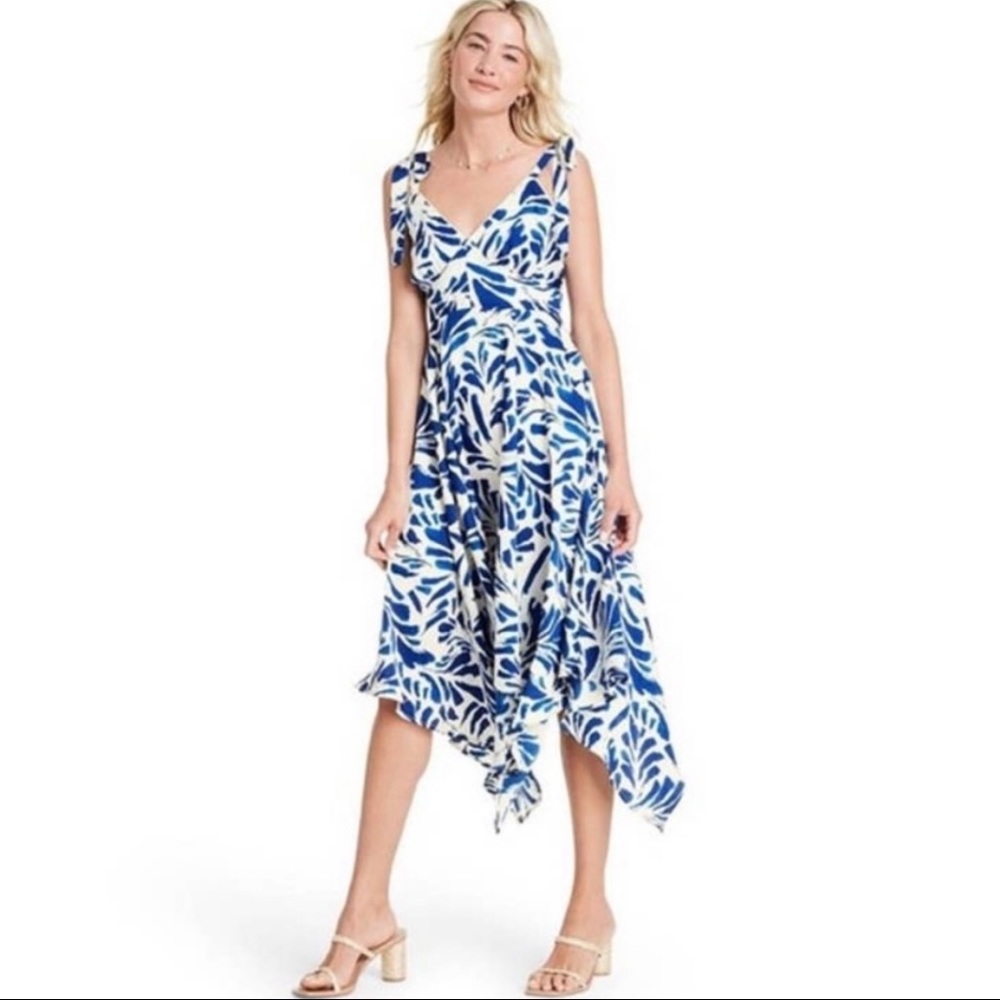 Botanical Tie Strap Dress ALEXIS size 3X blue - Picture 7 of 16